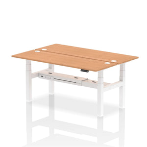 White and Beech 2 Person Bank of Desks