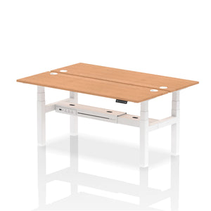 White and Beech 2 Person Bank of Desks