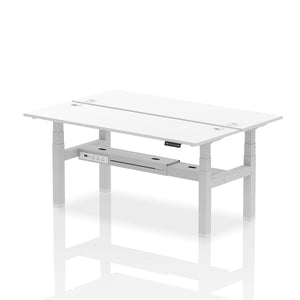 Silver and Grey Oak 2 Person Grey Bank of Desks