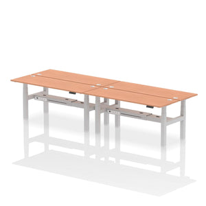 Silver and Oak 4 Person Electric Raisable Desk