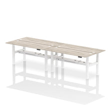 Load image into Gallery viewer, White and Walnut 4 Person Electric Raisable Desk
