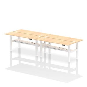 White and White 4 Person Electric Raisable Desk