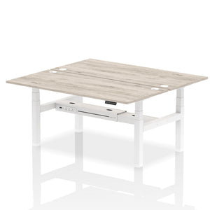 White and Walnut Seated Standing Desk