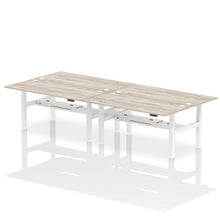 Load image into Gallery viewer, White and Walnut 4 Person Stand Sit Desk
