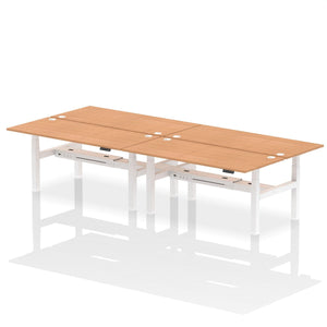 White and Beech 4 Person Stand Up Desks