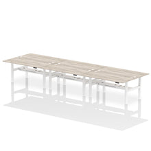 Load image into Gallery viewer, White and Walnut 6 Person Stand and Sit Desk
