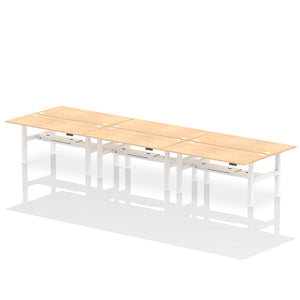 White and White 6 Person Stand and Sit Desk
