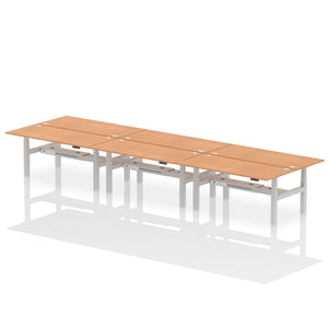 Silver and Beech 6 Person Riser Desk