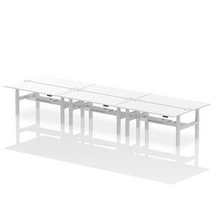 Silver and Grey Oak 6 Person Riser Desk