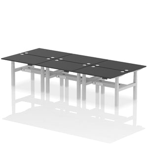 Silver and Maple 6 Person Riser Desk
