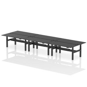 Black and White 6 Person Riser Desk