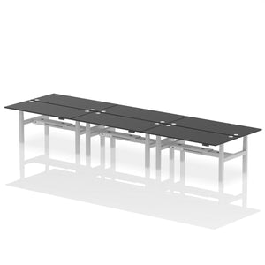 Silver and White 6 Person Riser Desk