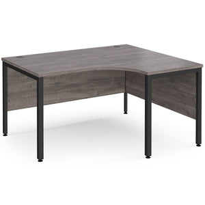 RH Grey Oak Corner Desk with Black Leg