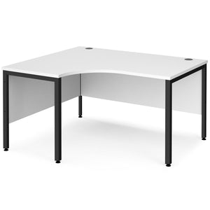 Left Handed White Corner Desk with Black Legs