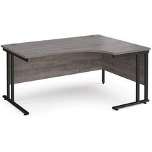 Load image into Gallery viewer, Synergy Grey Oak L Shape Desk Black Leg

