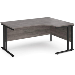 Synergy Grey Oak L Shape Desk Black Leg