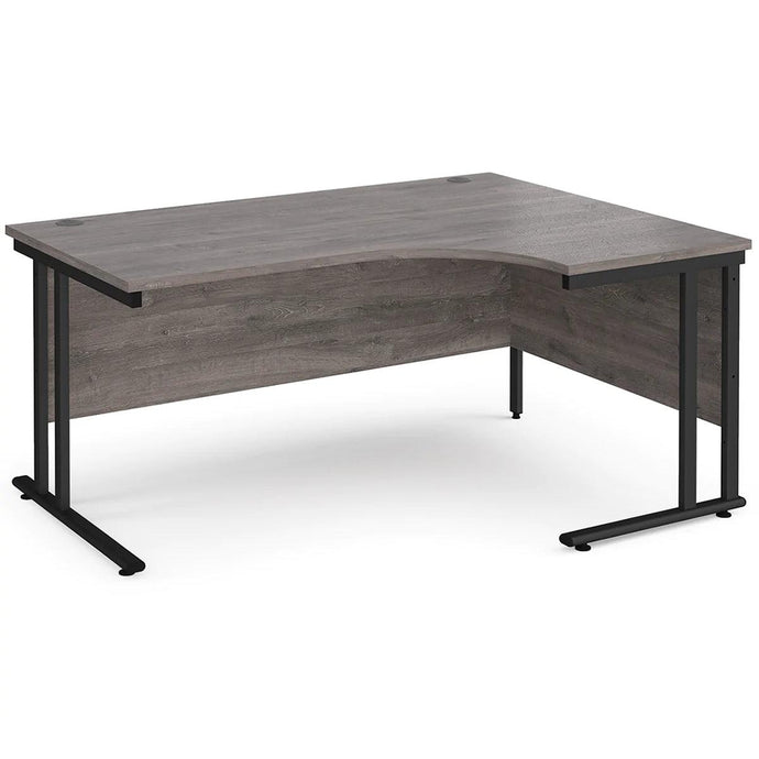 Synergy Grey Oak L Shape Desk Black Leg