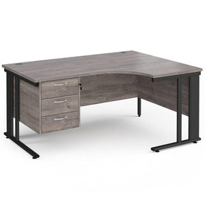 Cable Managed Corner Desk Grey Oak