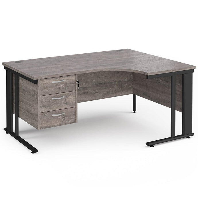 Cable Managed Corner Desk Grey Oak