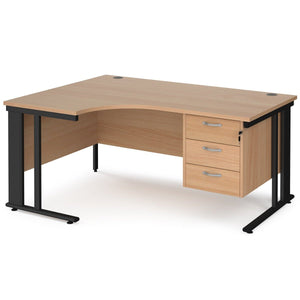 Beech Computer Desk with Cable Management