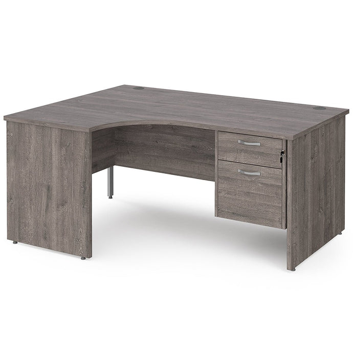 Grey Oak LH L Shaped Computer Desk with Drawers