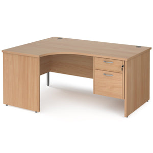 Left Hand Beech L Shaped Desk with Storage