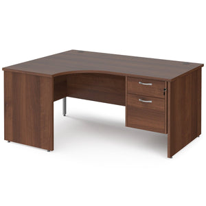 Left Hand Walnut L Shaped Desk with Drawers