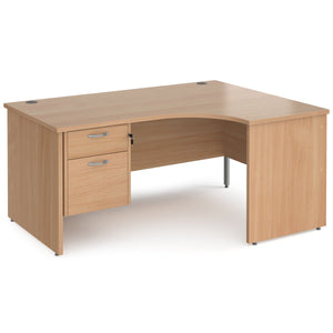 Right Hand Beech L Shaped Desk with Drawers