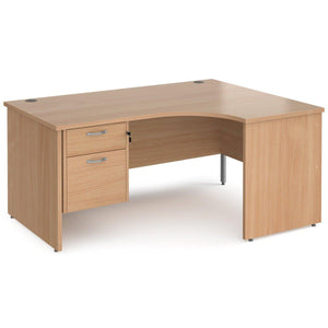 Right Hand Beech L Shaped Desk with Drawers