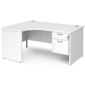 Left Hand White L Shaped Desk With Drawers 