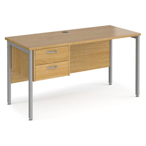 Maestro Study Desk with Storage Oak & Silver - Fenstone®