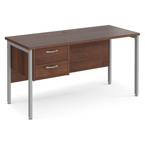 Maestro Study Desk with Storage Walnut & Silver - Fenstone®