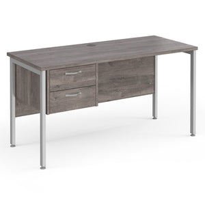 Maestro Study Desk with Storage Grey Oak & Silver - Fenstone®