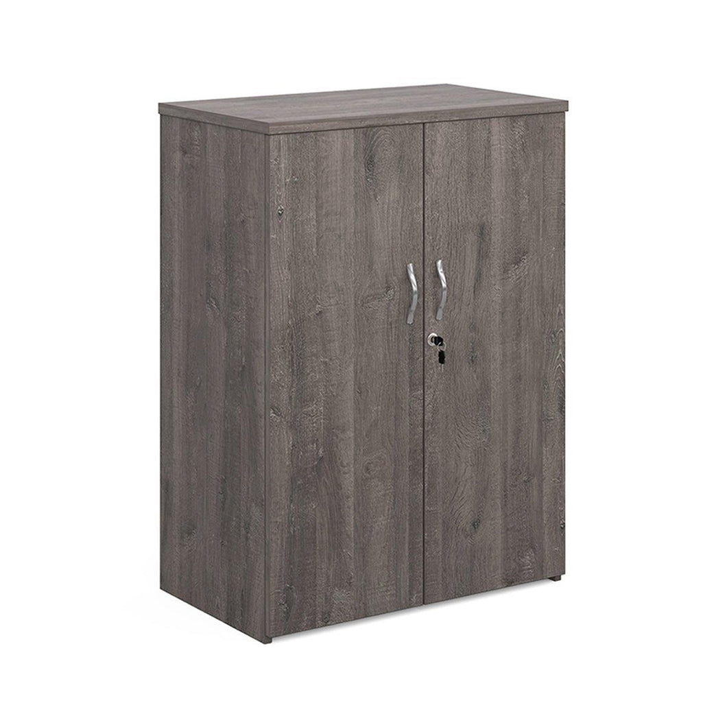 Grey Oak Office Storage Cupboard 2 Shelves