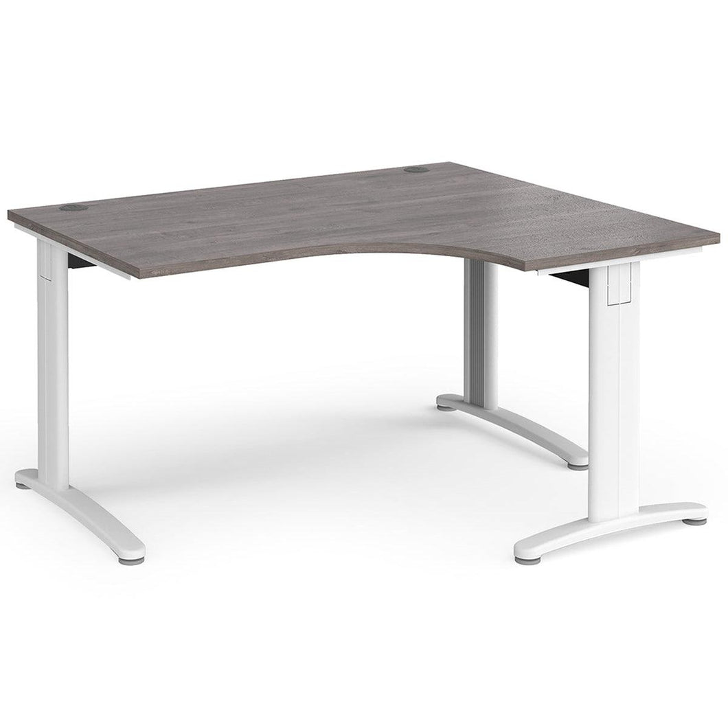 Trello Grey Oak Cable Managed Desk White Leg